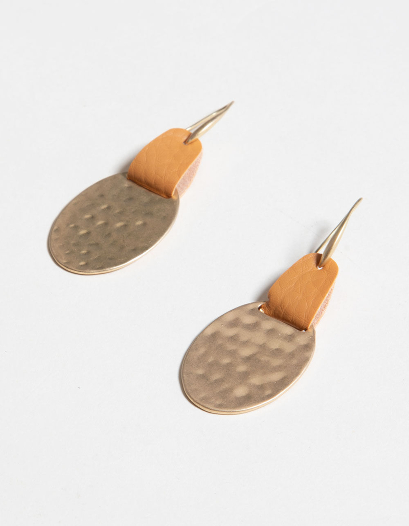 WEST OF MELROSE Geometric Faux Leather Drop Earrings image number 1