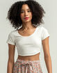 HEART & HIPS Scoop Neck Womens Soft White Crop Tee image number 1