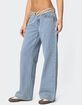 EDIKTED Peekaboo Plaid Low Rise Jeans image number 3
