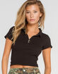 RSQ Zip Front Womens Black Polo Shirt image number 2