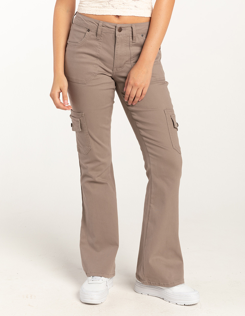 RSQ Womens Low Rise Cargo Flare Pants TAN Tillys