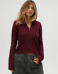 LOVE TREE Womens Zip-Up Hooded Cable Knit Sweater image number 1