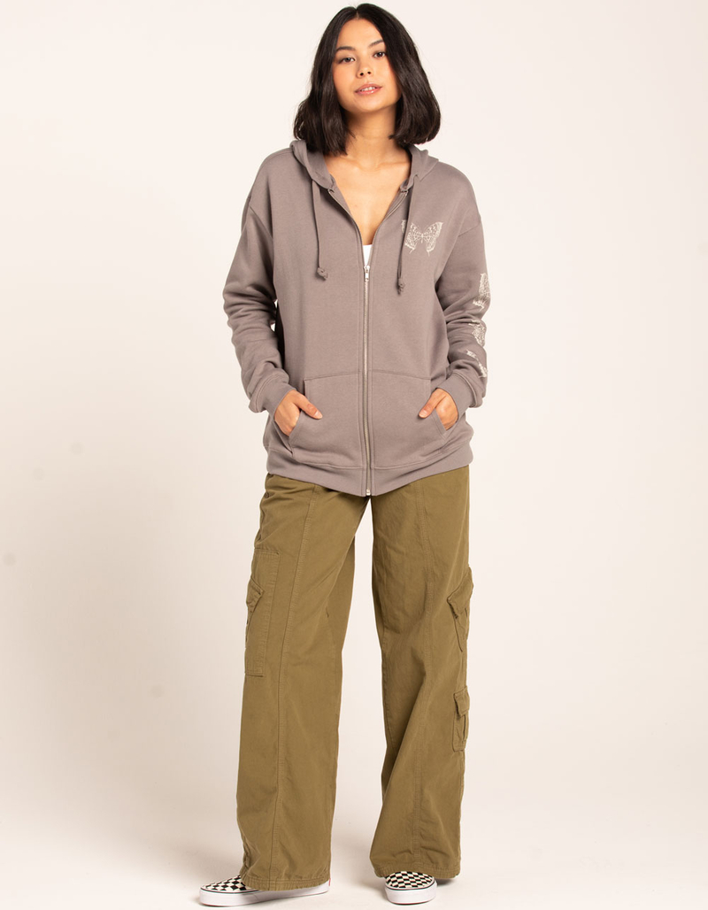 FULL TILT Butterfly Womens Zip-Up Hoodie image number 3