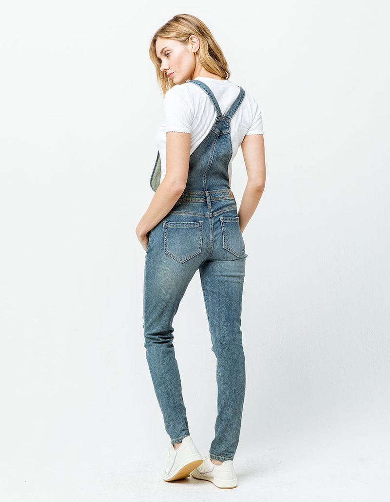 RSQ Roll Cuff Ripped Womens Denim Overalls image number 2