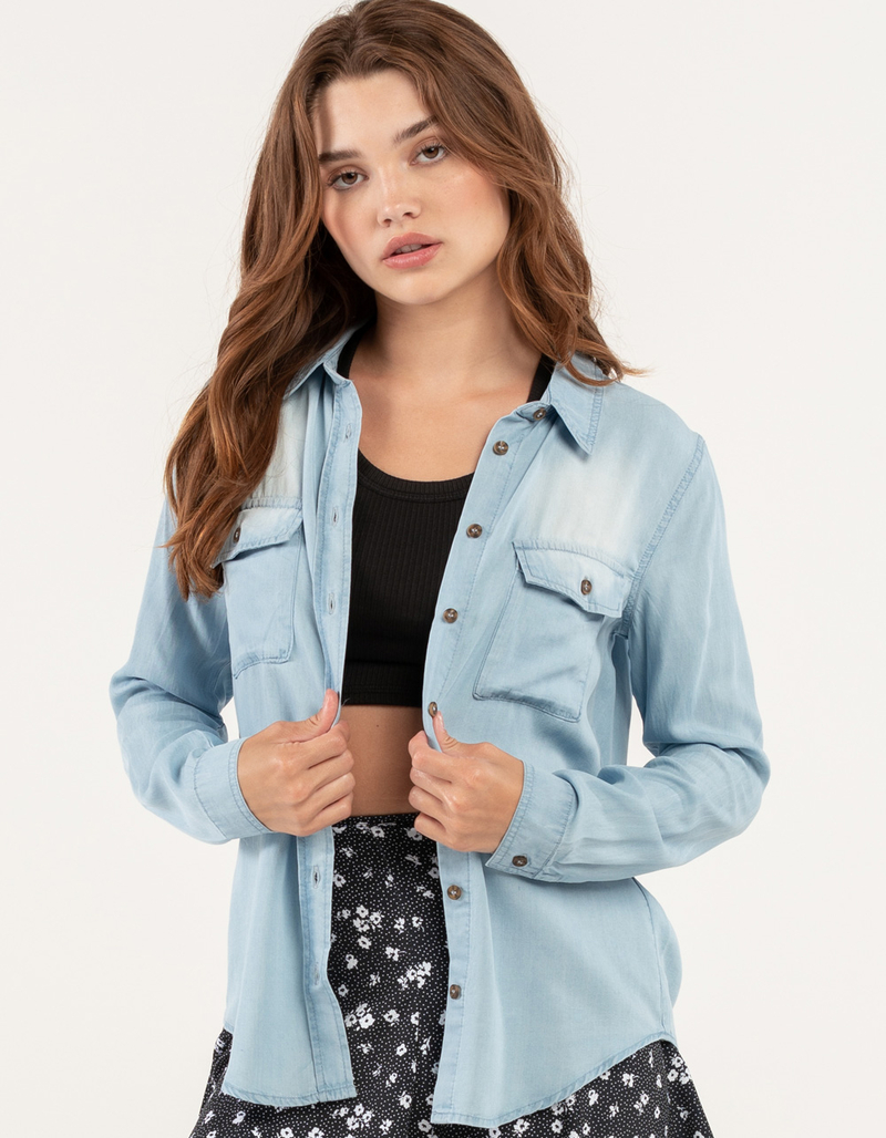 LOVE TREE Tencel Denim Womens Button Up Shirt  image number 0