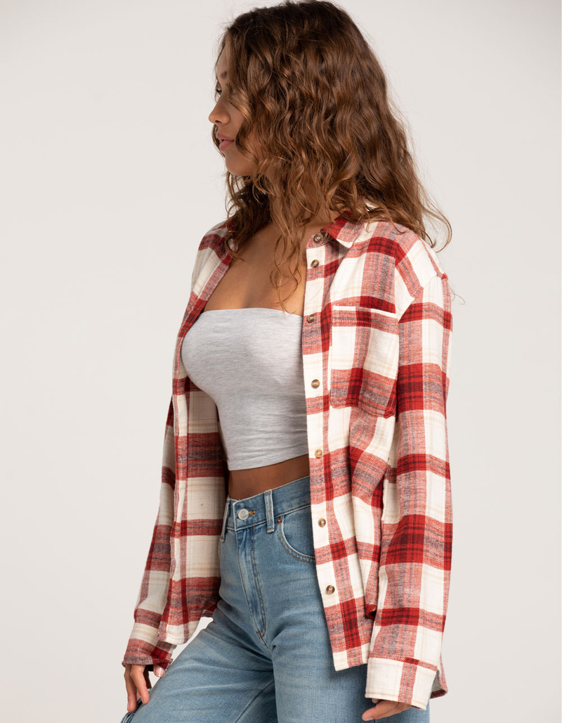 LOVE TREE Plaid Womens Boyfriend Flannel image number 1