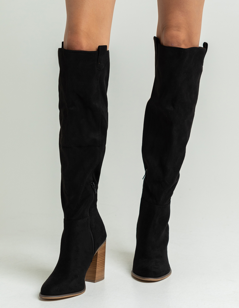 SODA Over The Knee Stacked Heel Womens Western Boots image number 0