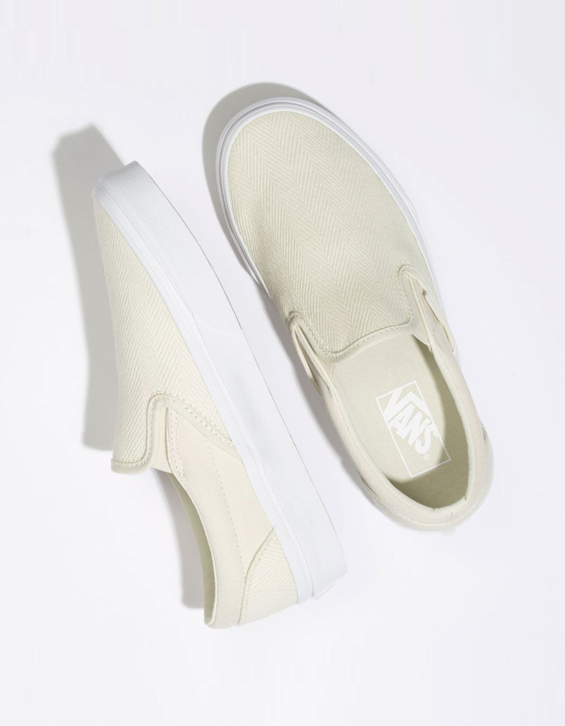 VANS Herringbone Classic Slip-On White Asparagus Womens Shoes image number 2