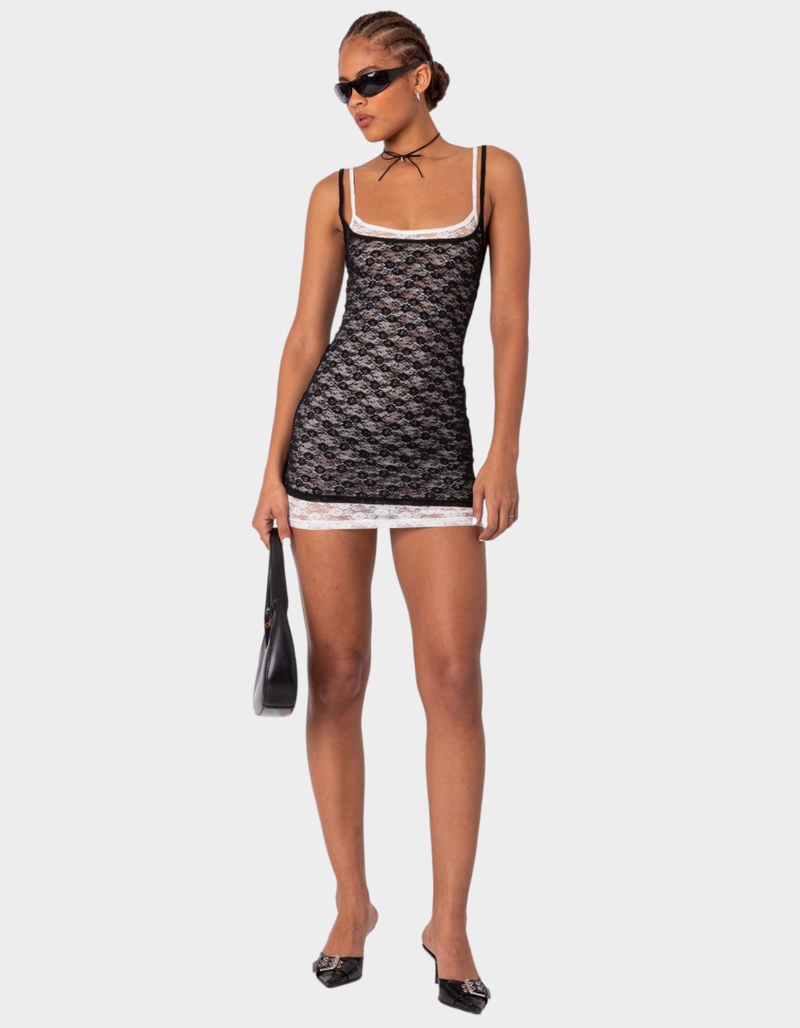EDIKTED Vivian Layered Lace Mini Dress image number 2