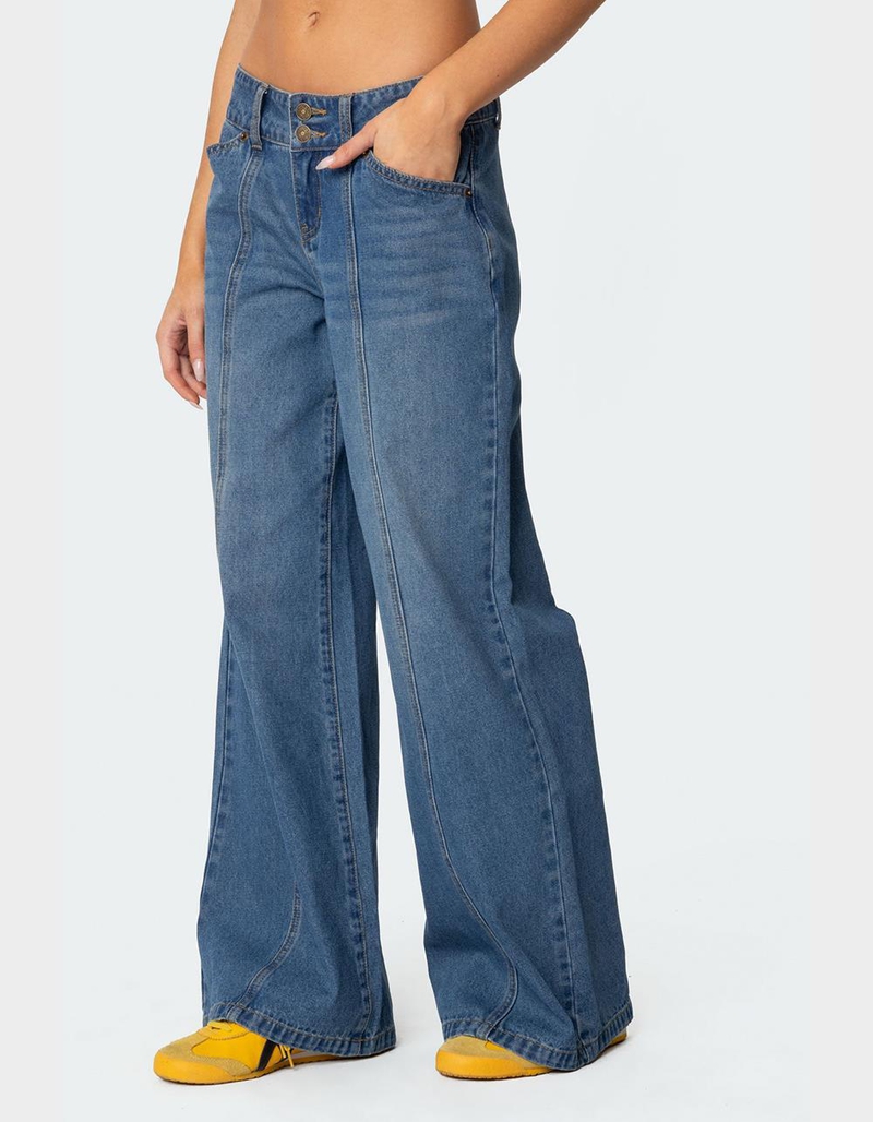 EDIKTED Charlie Panel Stitch Low Rise Jeans image number 2
