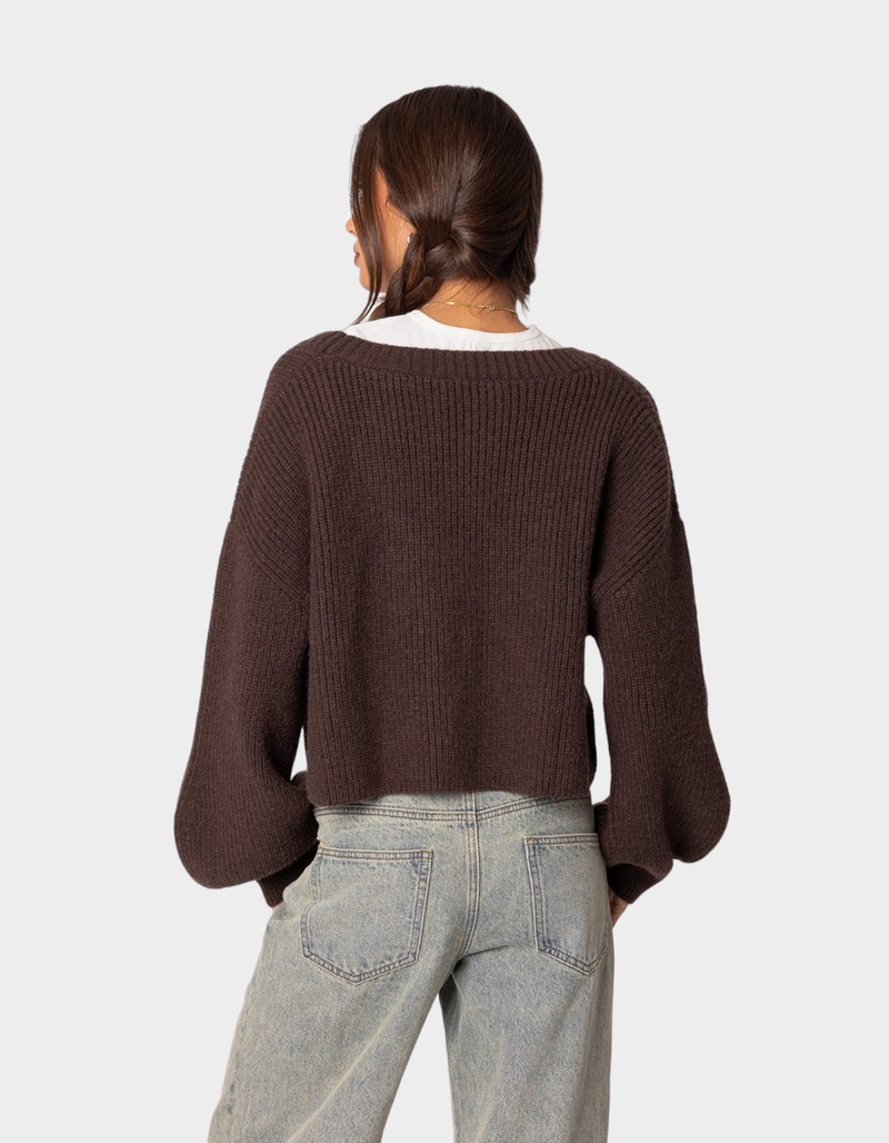 EDIKTED Sabrina Chunky Knit Cropped Cardigan image number 3