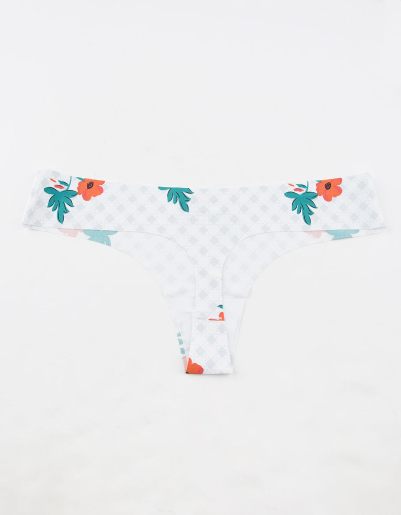 FULL TILT Floral Gingham Laser Cut Thong image number 1