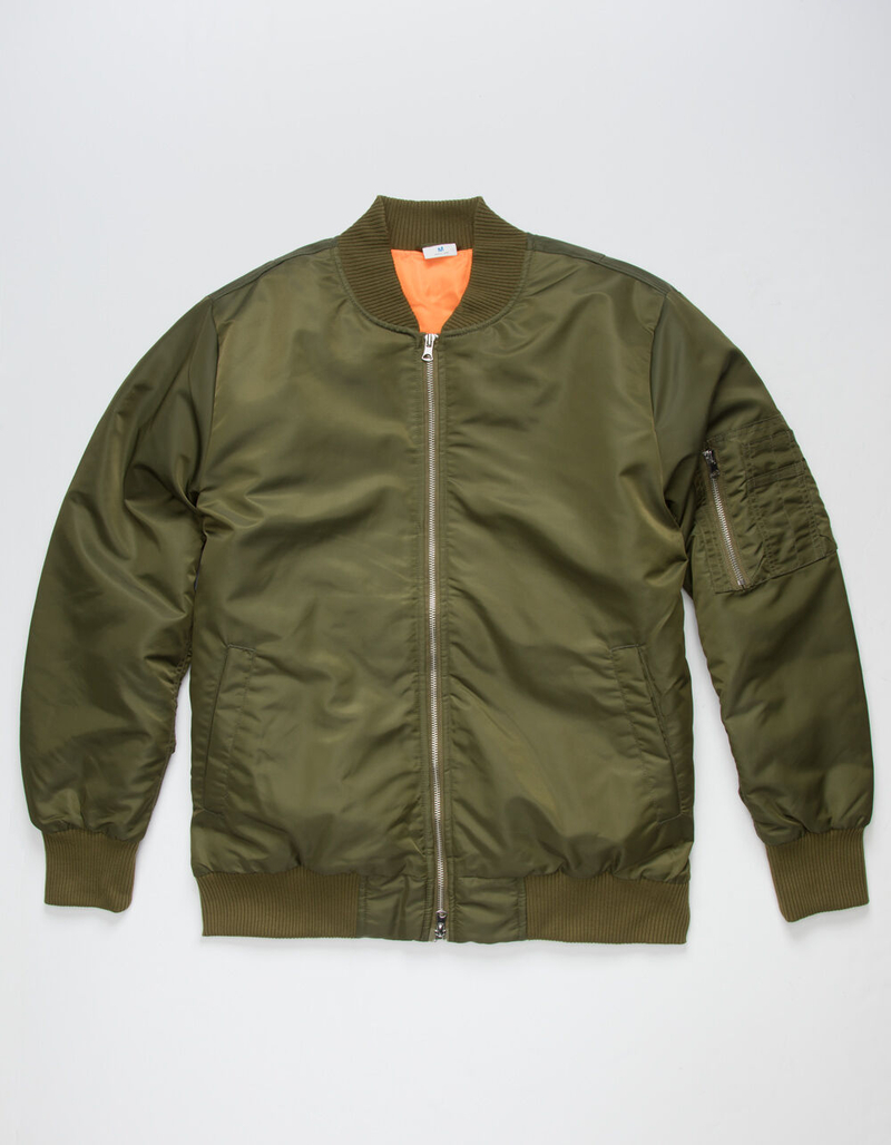 SEPTEMBER Mens Olive Bomber Jacket image number 0