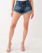 TRUE RELIGION High Rise Cheeky Womens Frayed Denim Shorts image number 1