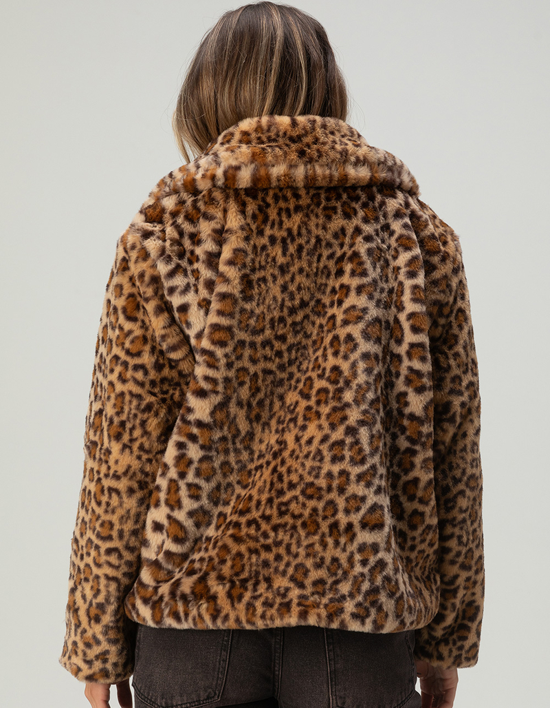 RSQ Womens Leopard Print Soft Fur Jacket image number 3