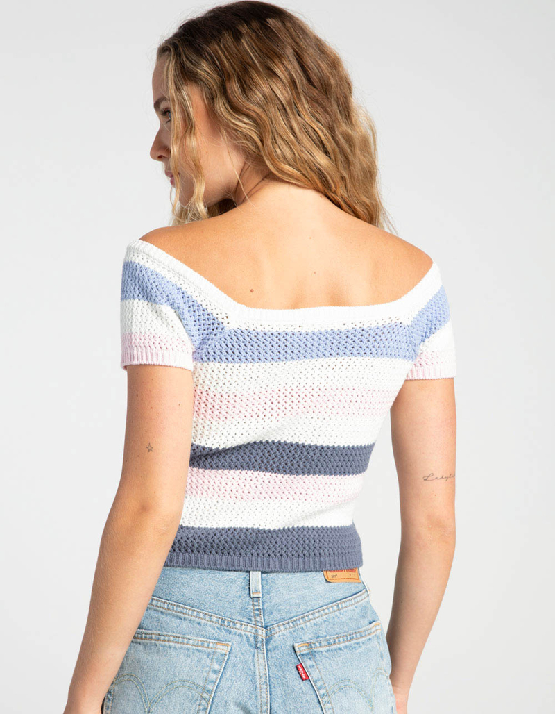 FULL TILT Stripe Off The Shoulder Womens Top image number 3