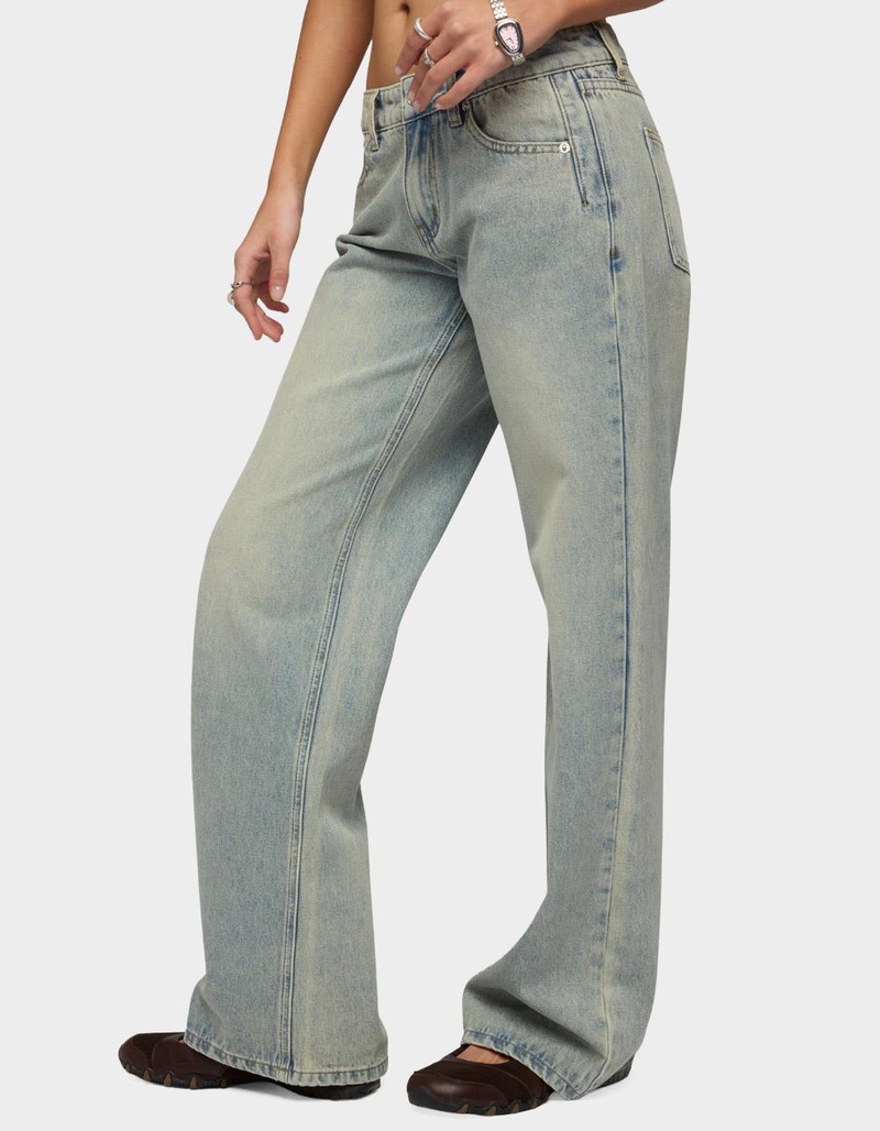 EDIKTED Holly Low Rise Straight Leg Jeans image number 1