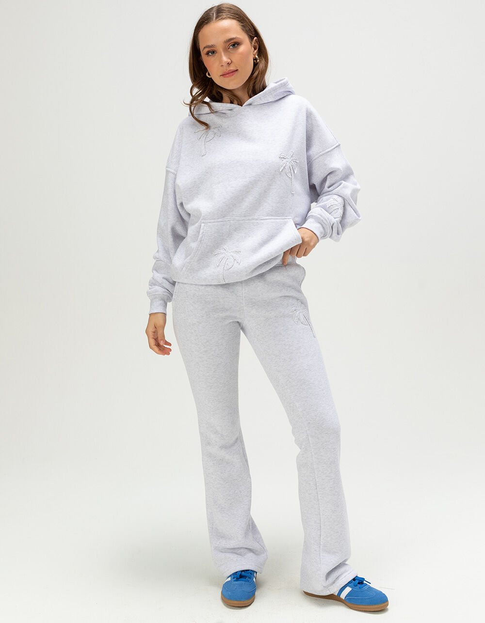 FULL TILT Palm Applique Womens Bootcut Sweatpants - HEATHER GRAY