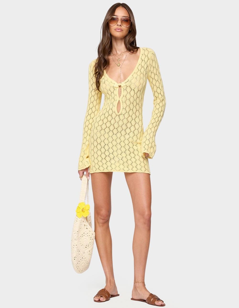 EDIKTED Brie Cut Out Crochet Mini Dress image number 4