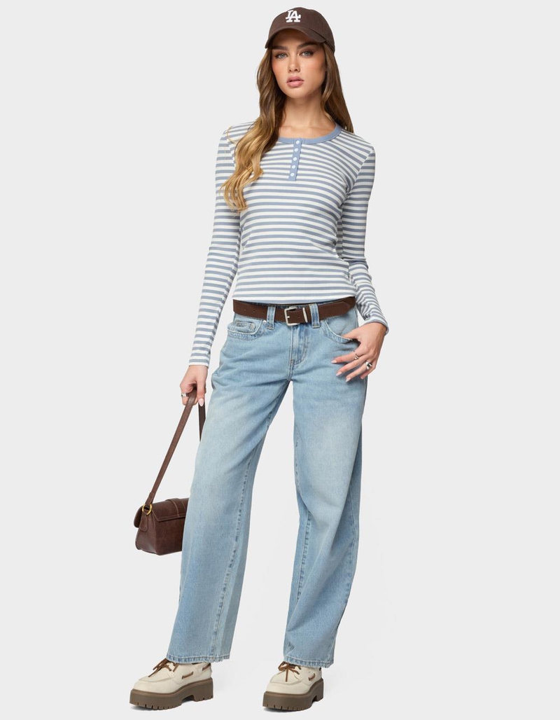 EDIKTED Roma Striped Henley Top image number 4