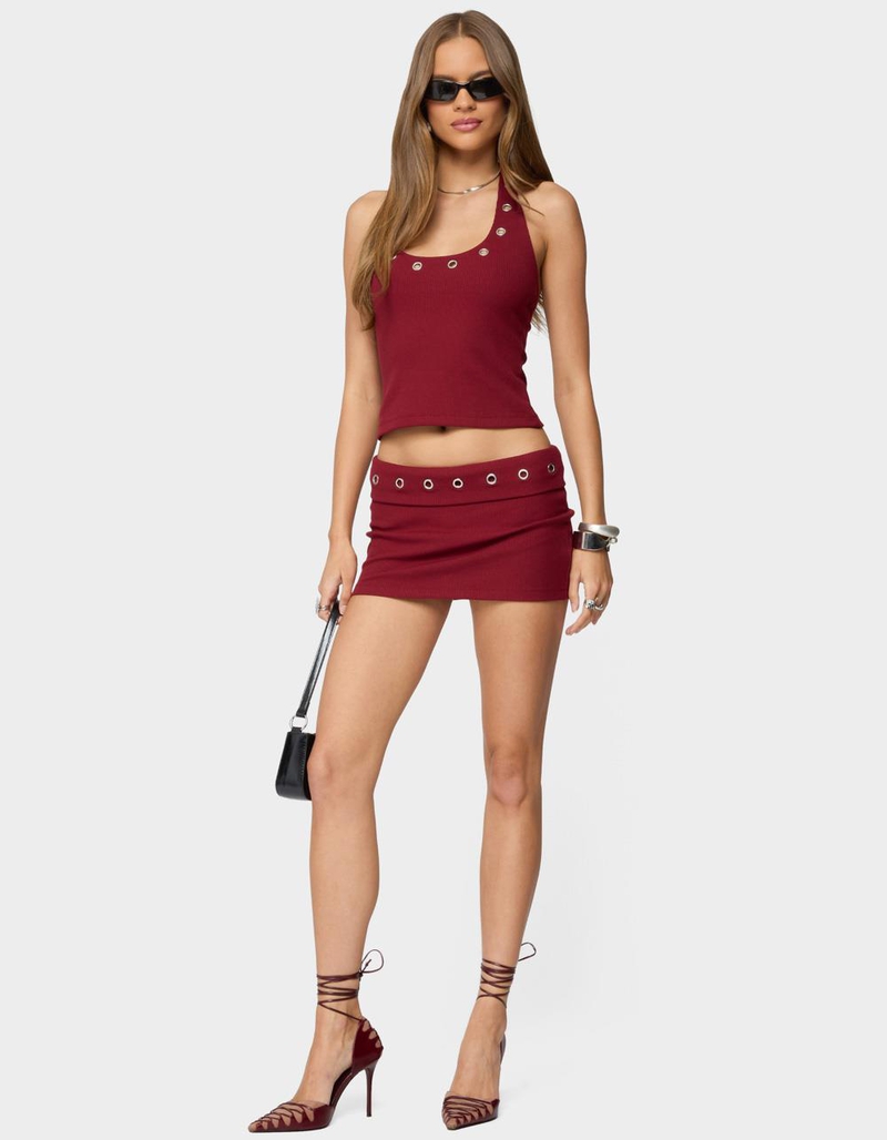 EDIKTED Havana Grommet Ribbed Foldover Mini Skort image number 4