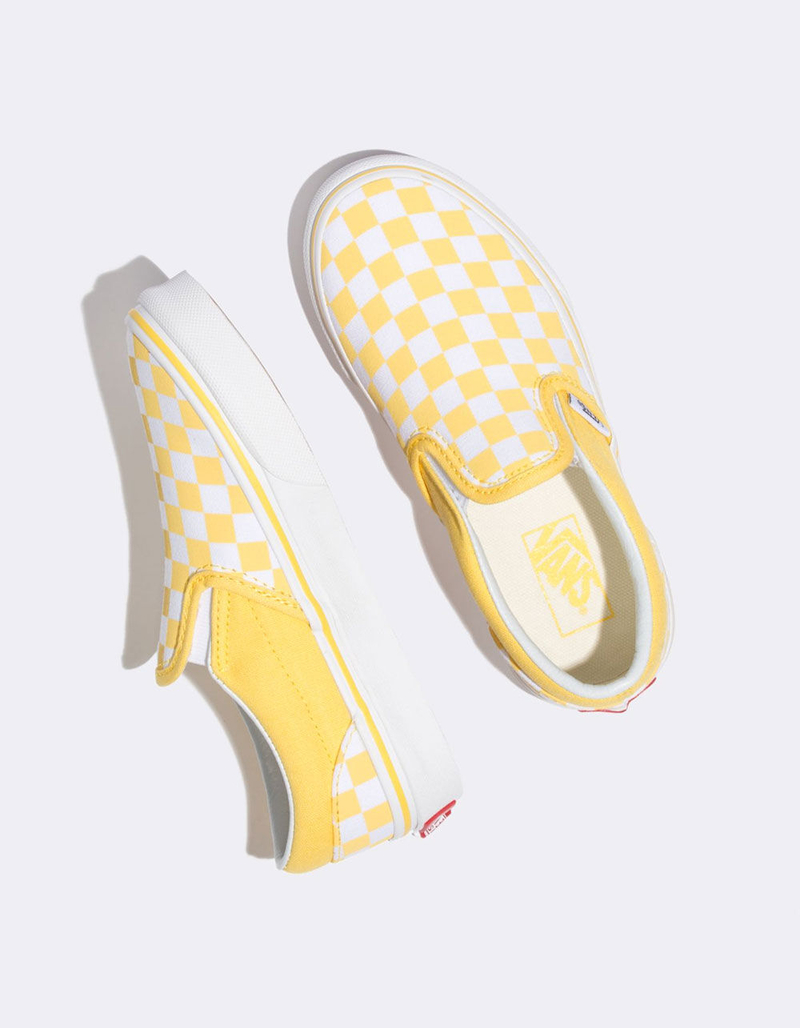 VANS Checkerboard Classic Slip-On Aspen Gold & True White Kids Shoes image number 2