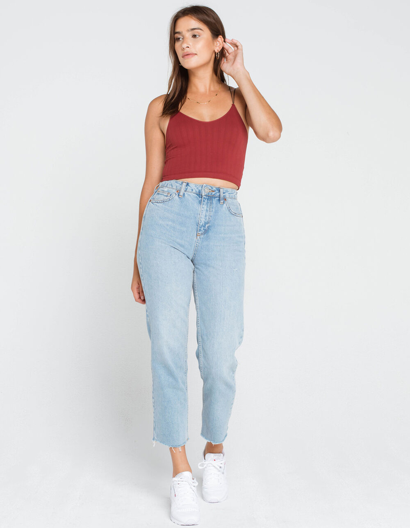 FULL TILT Lace Back Strappy Seamless Womens Wine Cami image number 3