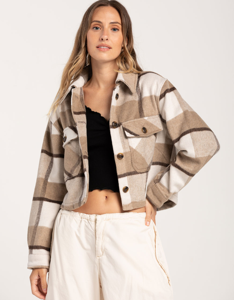 LOVE TREE Womens Crop Shacket image number 0