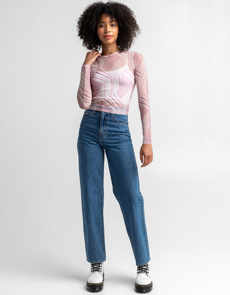 FULL TILT Geo Patchwork Womens Mesh Tee image number 3