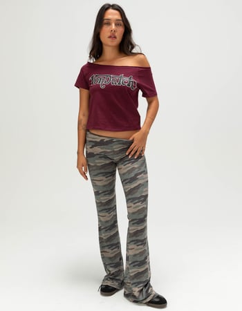 VON DUTCH Womens Off The Shoulder Top Alternative Image