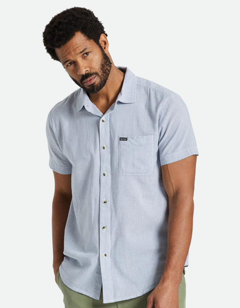 BRIXTON Charter Stripe Mens Button Up Shirt image number 1