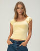 HEART & HIPS Womens Bubble Cap Sleeve Top image number 1