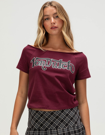 VON DUTCH Womens Off The Shoulder Top Primary Image
