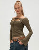 WEST OF MELROSE Womens Off The Shoulder Open Tie Front Top image number 3