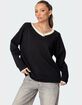 EDIKTED Contrast V-Neck Knit Sweater image number 1
