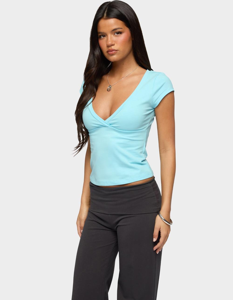 EDIKTED Penelopy Overlap V-Neck Tee image number 1