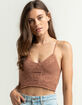 FREE PEOPLE Chloe Seamless Longline Brown Bralette image number 1