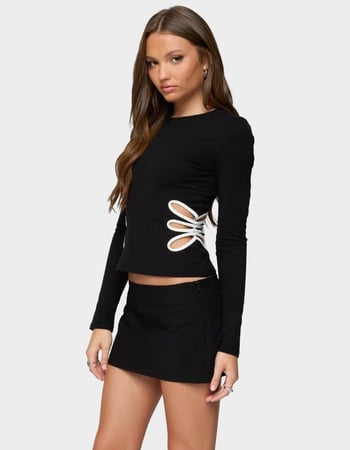 EDIKTED Contrast Cut Out Long Sleeve Top Alternative Image