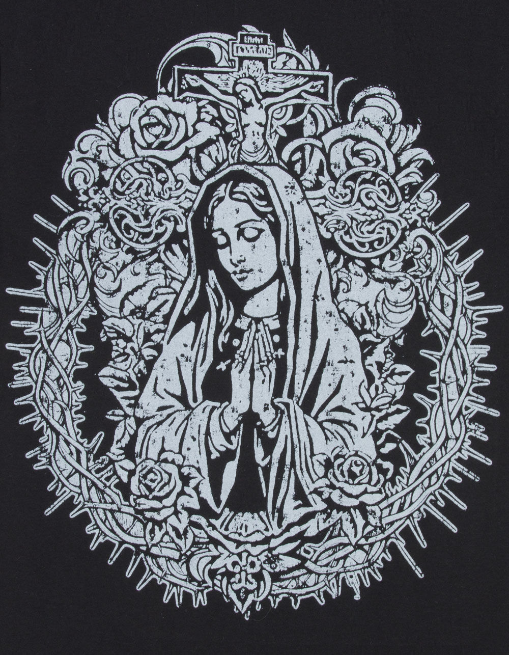 LA FAMILIA Mary Mens Boxy Tee - BLACK | Tillys