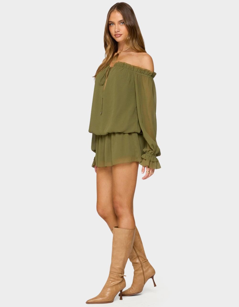 EDIKTED Delphine Off Shoulder Chiffon Romper image number 2