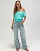 FULL TILT Womens Off The Shoulder Banded Bottom Top image number 2
