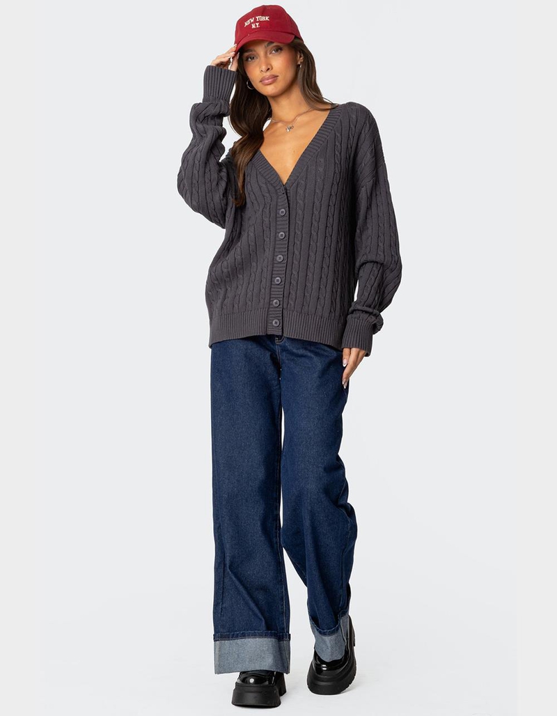 EDIKTED Francine Oversized V-Neck Cardigan image number 4