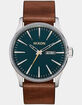 NIXON Sentry Leather Dark Green & Dark Brown Watch image number 1