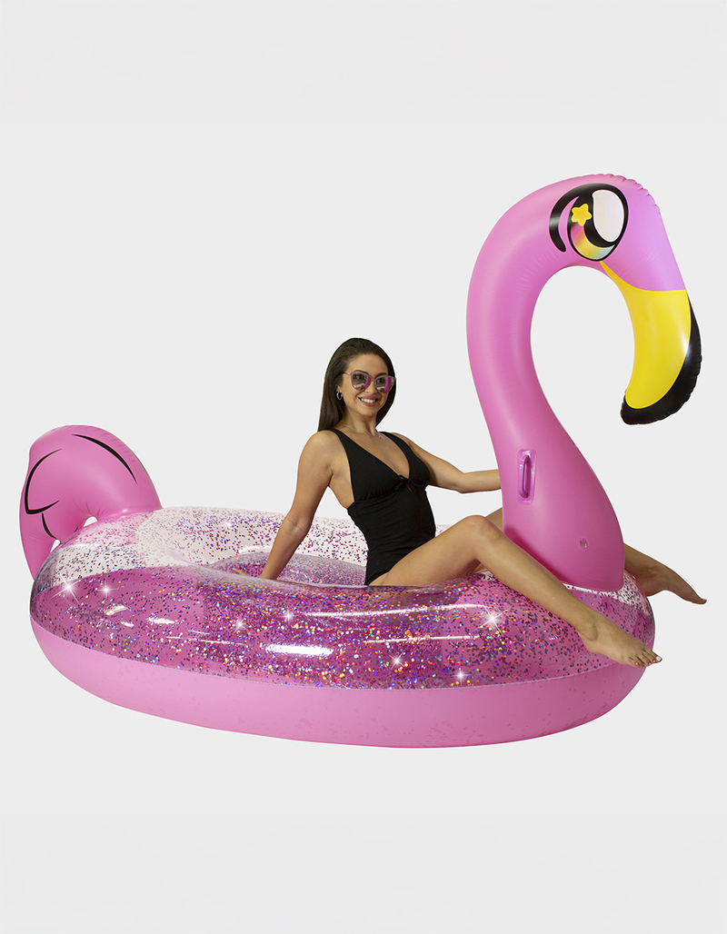 POOLCANDY Glitter Flamingo Gigantic Beach & Pool Raft image number 0