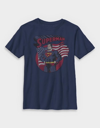 SUPERMAN Ragged Flag Distressed Unisex Kids Tee Primary Image