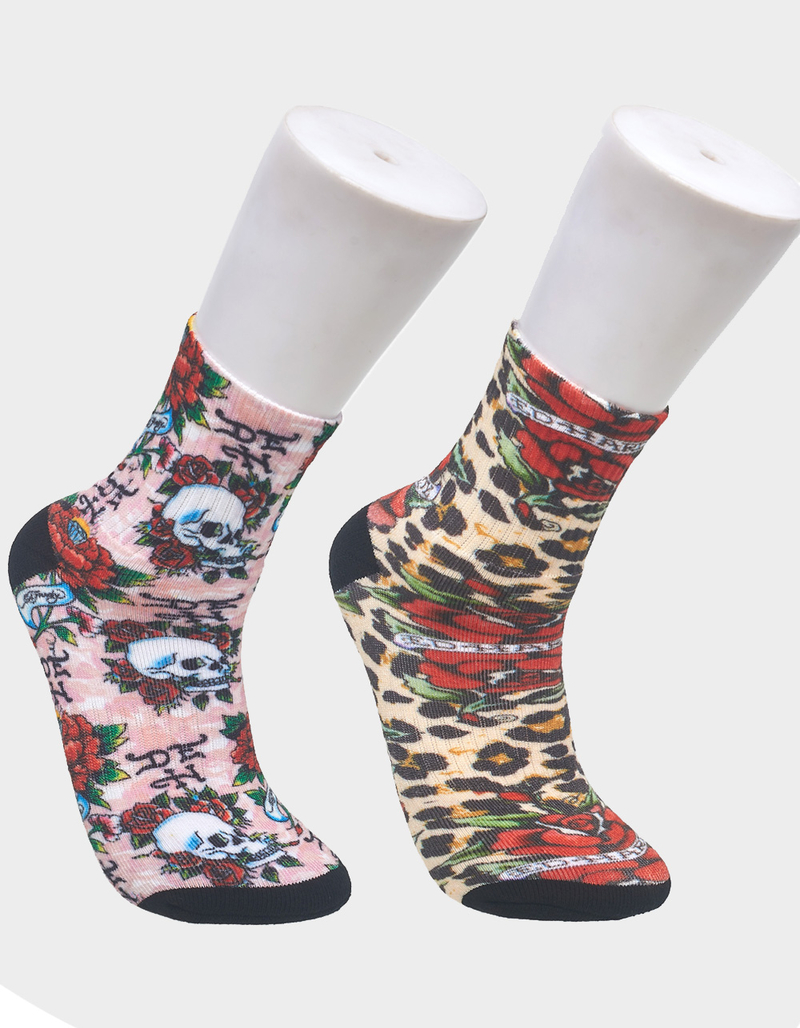 ED HARDY 360 Digital 2 Pack Womens Mid Crew Socks image number 0
