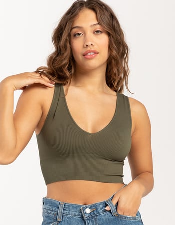 FULL TILT Seamless Deep V Womens Tank Top Primary Image