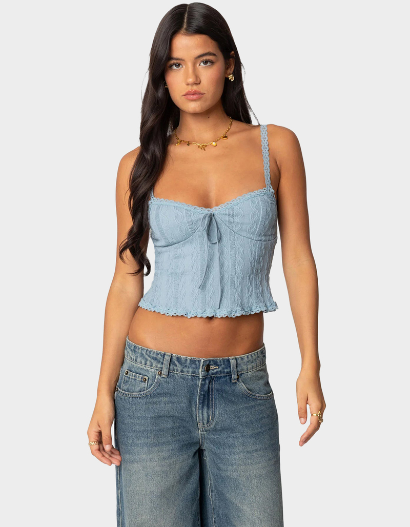 EDIKTED Lacey Knit Tank Top image number 0