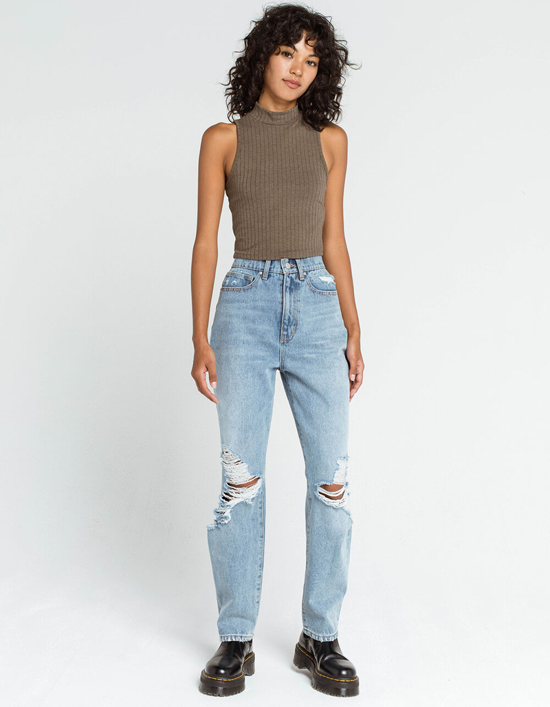 BOZZOLO Mock Neck Womens Olive Tank image number 3