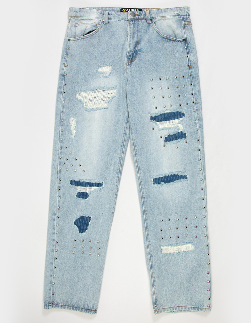 CALIBER Javelin Mens Studded Distressed Straight Jeans image number 0